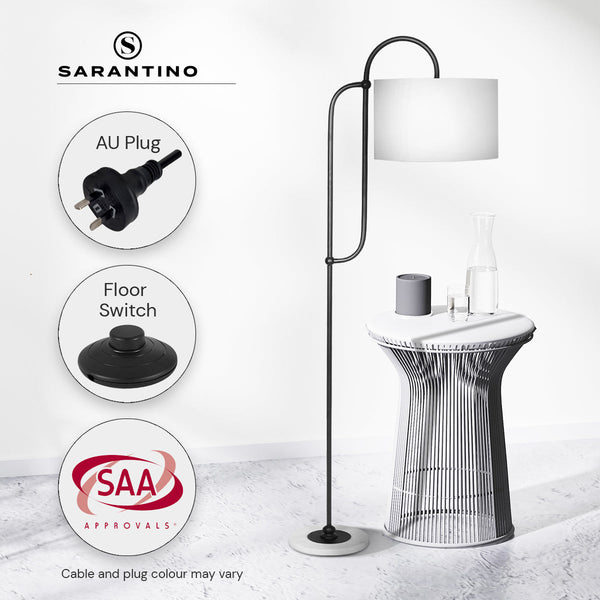 Floor Lamps Sarantino Metal Floor Lamp With Marble Base & Off White Shade