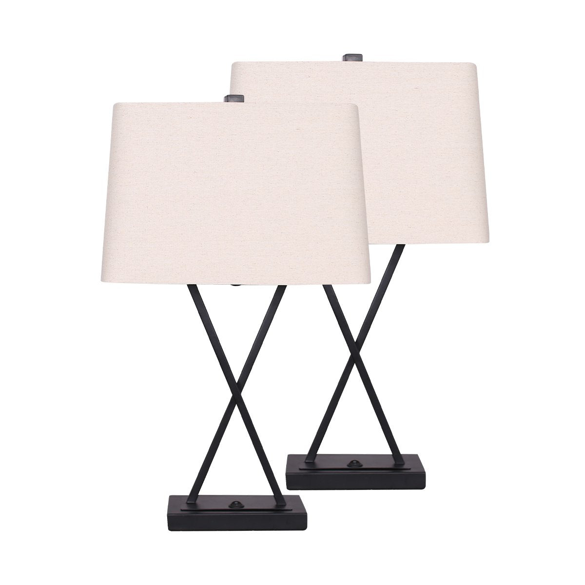 Lamps Sarantino Metal Table Lamp Pair Rectangular Shade X Stand