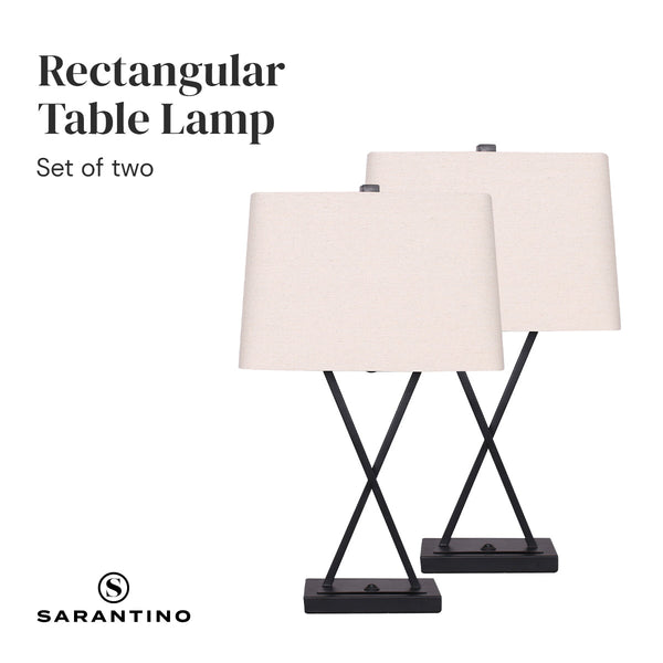 Lamps Sarantino Metal Table Lamp Pair Rectangular Shade X Stand