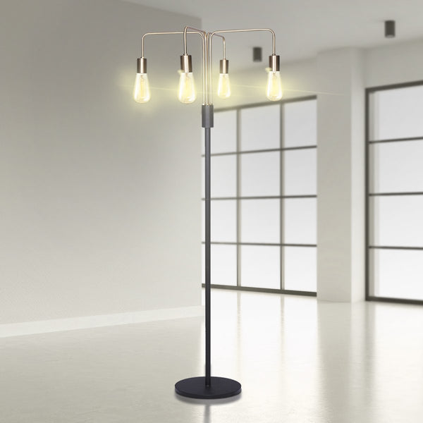 Floor Lamps Sarantino Modern Exposed Bulb 4 Arm Industrial Light Floor Lamp