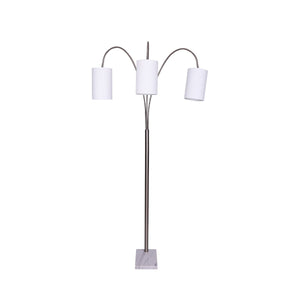 Sarantino 3-Light Metal Arc Floor Lamp Nickel & Marble Finish