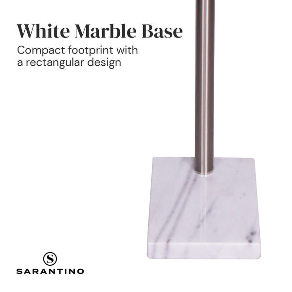 Sarantino 3-Light Metal Arc Floor Lamp Nickel & Marble Finish