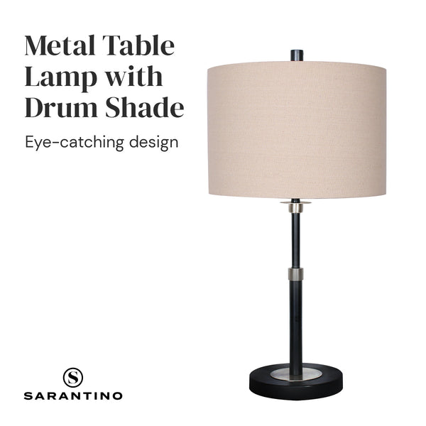 Lamps Sarantino Metal Table Lamp With Linen Drum Shade