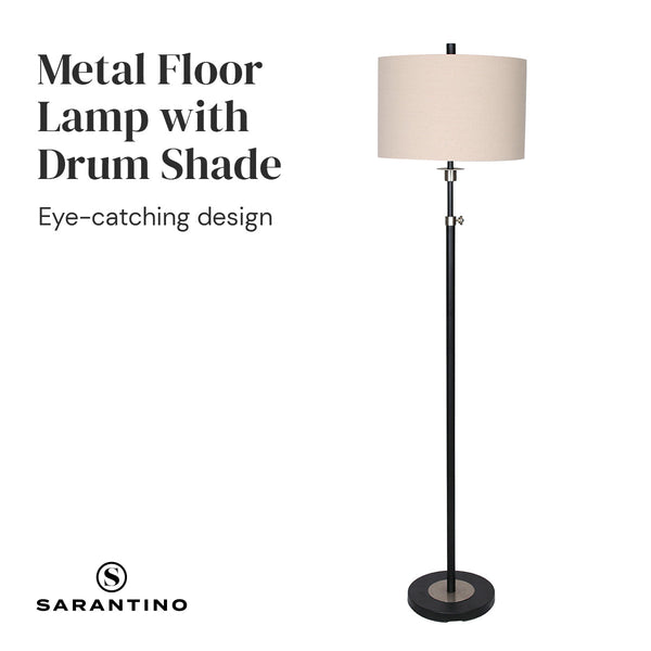 Floor Lamps Sarantino Metal Floor Lamp With Cream Drum Shade