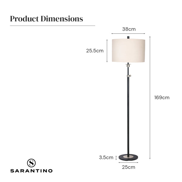 Floor Lamps Sarantino Metal Floor Lamp With Cream Drum Shade