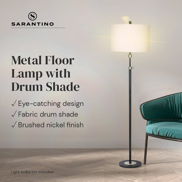 Floor Lamps Sarantino Metal Floor Lamp With Cream Drum Shade