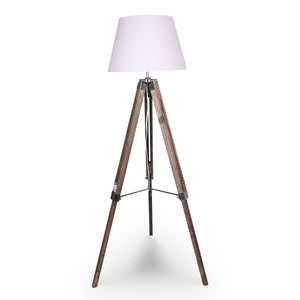 Floor Lamps Sarantino Solid Wood Tripod Floor Lamp Adjustable Height White Shade