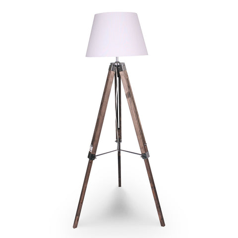 Floor Lamps Sarantino Solid Wood Tripod Floor Lamp Adjustable Height White Shade