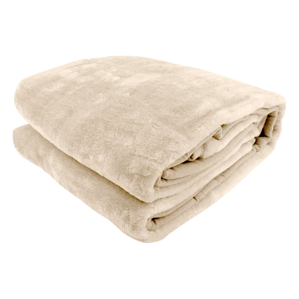 Blankets Laura Hill Mink Blanket Double Sided 600Gsm Queen Size Beige