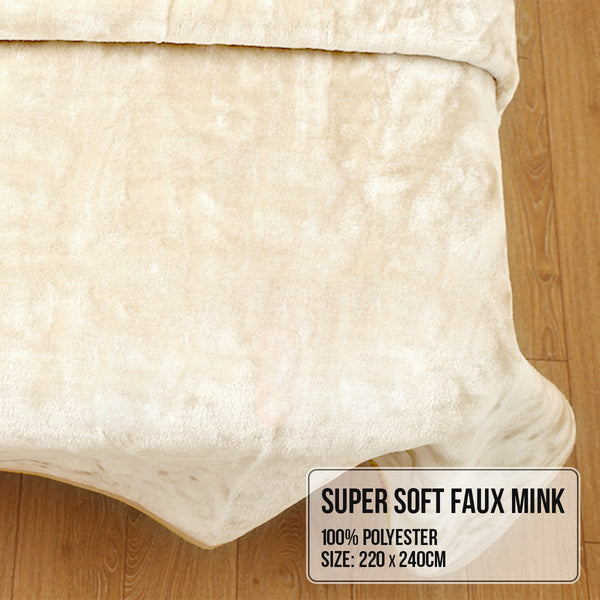 Laura Hill Mink Blanket Double Sided 600Gsm Queen Size Beige