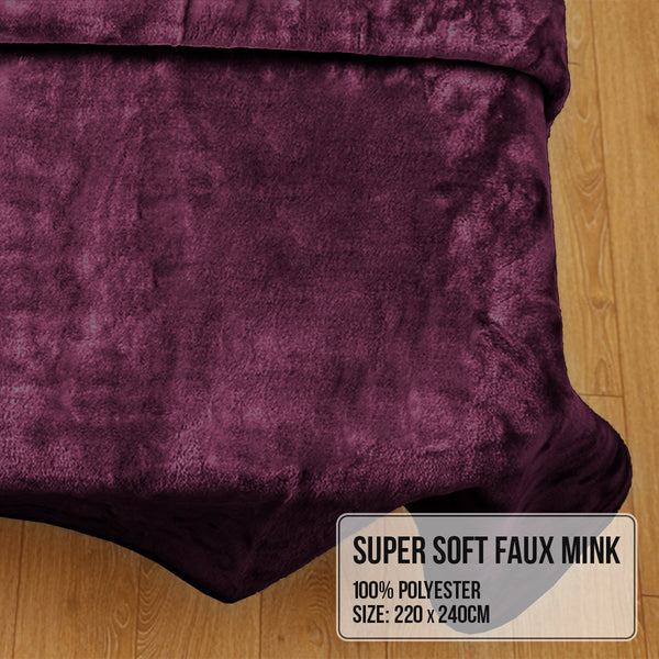 Blankets Laura Hill Mink Blanket Throw Purple Double Sided Queen Size Soft Plush Bed Faux Rug