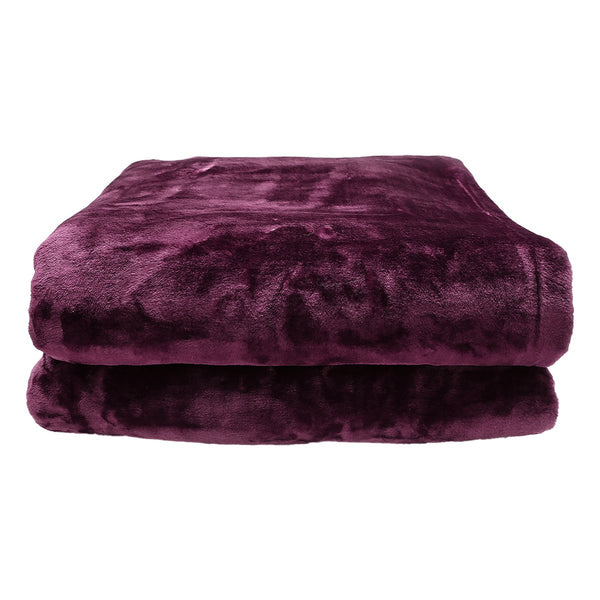 Blankets Laura Hill Double Sided Large 220 X 240Cm Faux Mink Throw Rug Blanket 800 Gsm Heavy Purple