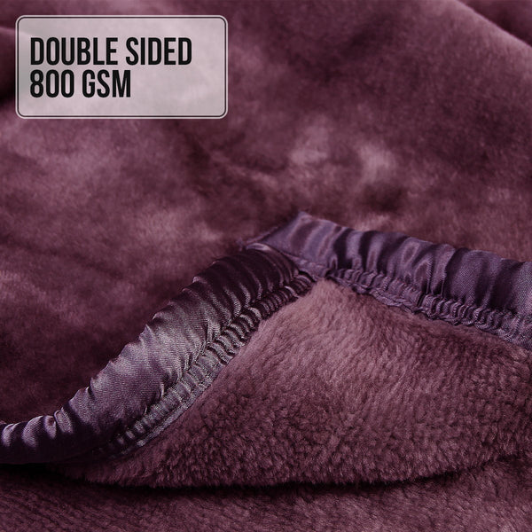 Blankets Laura Hill Double Sided Large 220 X 240Cm Faux Mink Throw Rug Blanket 800 Gsm Heavy Purple