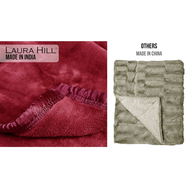 Blankets Laura Hill Double Sided Large 220 X 240Cm Faux Mink Throw Rug Blanket 800 Gsm Heavy Red