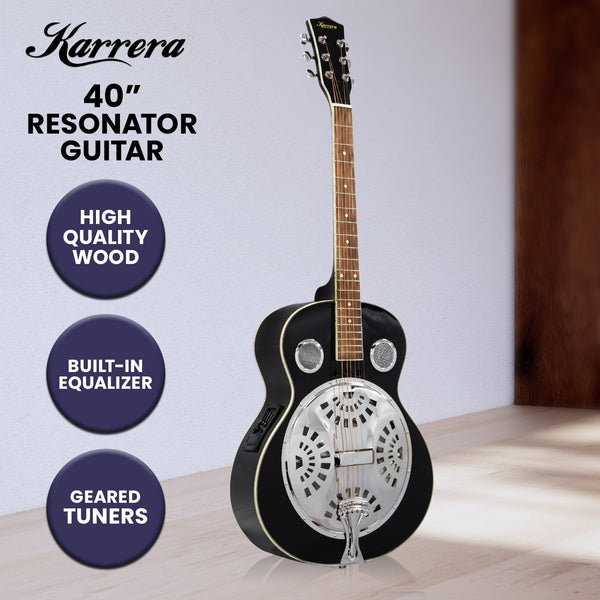 Acoustic Guitars Karrera 40In Resonator Guitar Black