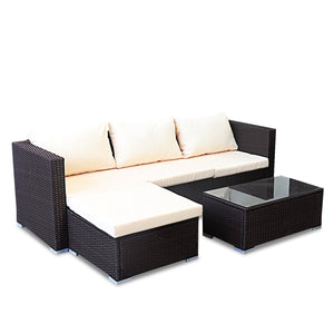 Super King Doonas Sarantino 5Pc Modular Outdoor Lounge Set Pe Rattan Brown