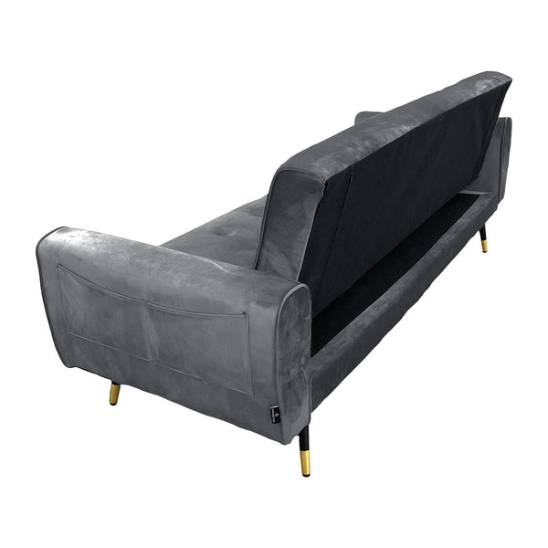 Sarantino Ava 3-Seater Tufted Velvet Sofa Bed By Dark Grey
