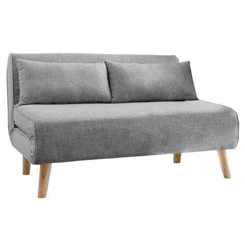 Sofa Beds Sarantino 2 Seater Adjustable Sofa Bed Lounge Faux Linen Grey