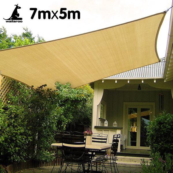 Shade Sails Wallaroo Rectangular Shade Sail 7M X 5M Sand