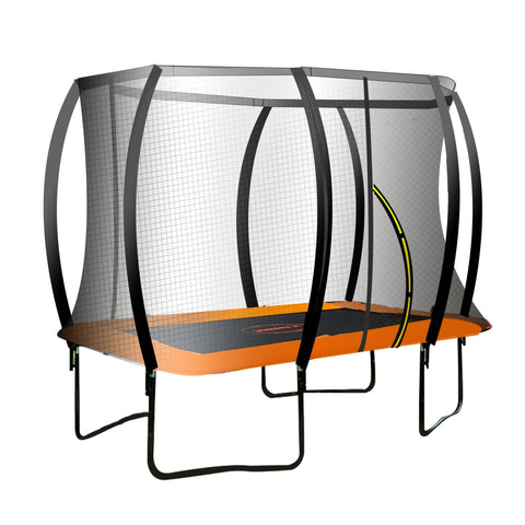 Trampolines Kahuna 8Ft X 11Ft Outdoor Rectangular Orange Trampoline With Safety Enclosure.