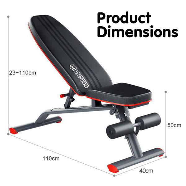 Powertrain Home Gym Bench Adjustable Flat Incline Decline Fid 250Kg Load