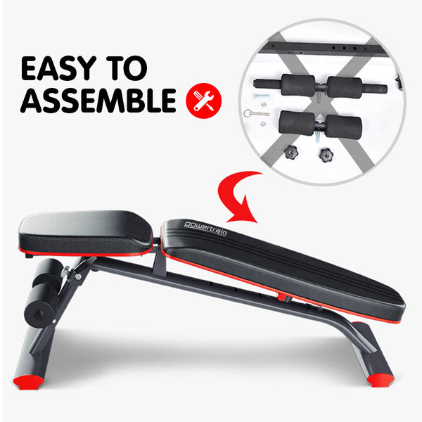 Powertrain Home Gym Bench Adjustable Flat Incline Decline Fid 250Kg Load