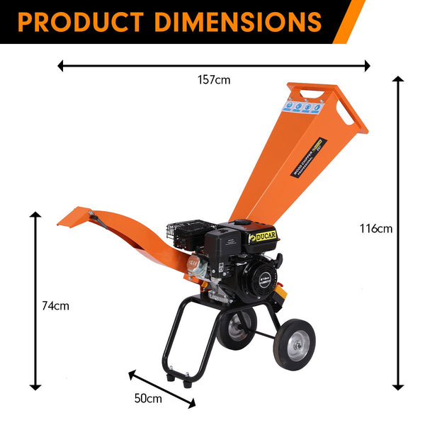 Chippers Shredders Mulchers Ducar 7Hp Wood Chipper Shredder Mulcher Grinder Petrol Orange