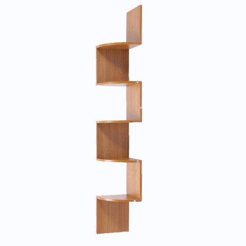 Sofa Beds Sarantino 5 Tier Corner Wall Shelf Display Shelves Dvd Book Storag Rack Floating Mounted Beech