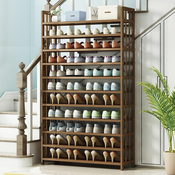 Shoe Racks 11 Tier Tower Bamboo Wooden Shoe Rack Corner Shelf Stand Storage Organizer