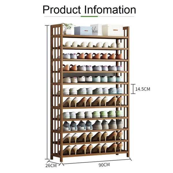 Shoe Racks 11 Tier Tower Bamboo Wooden Shoe Rack Corner Shelf Stand Storage Organizer