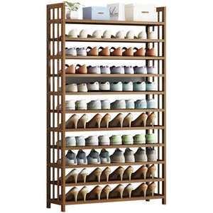 Shoe Racks 11 Tier Tower Bamboo Wooden Shoe Rack Corner Shelf Stand Storage Organizer