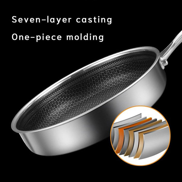 Frying & Grill Pans 316 Stainless Steel Frying Pan Non Stick Cooking Frypan Cookware 32Cm Honeycomb Single Sided Without Lid