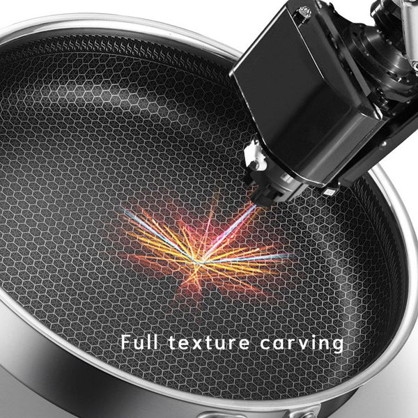 Frying & Grill Pans 316 Stainless Steel Frying Pan Non Stick Cooking Frypan Cookware 32Cm Honeycomb Single Sided Without Lid