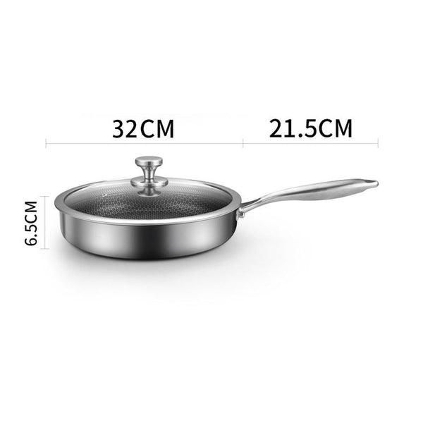 Frying & Grill Pans 316 Stainless Steel Frying Pan Non Stick Cooking Frypan Cookware 32Cm Honeycomb Single Sided Without Lid