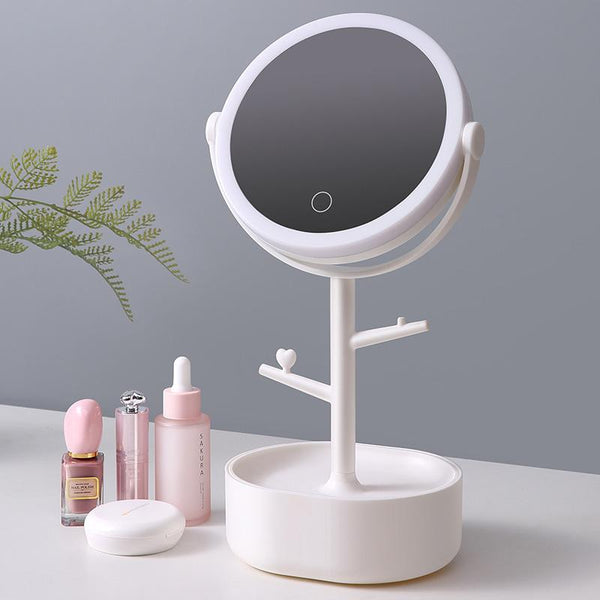 Ecoco Smart Led Light Cosmetic Makeup Mirror Usb Touch Screen Home Desk Vanity 360 Pink