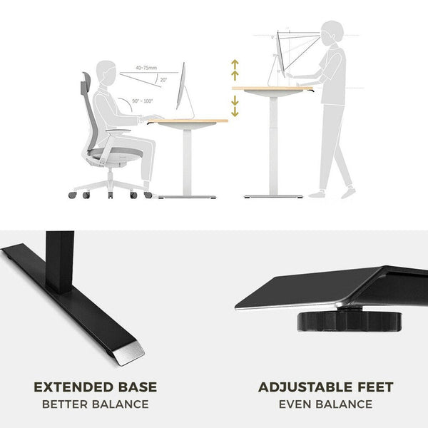 Standing Desks Standing Desk Height Adjustable Sit Motorised Dual Motors Frame White Only