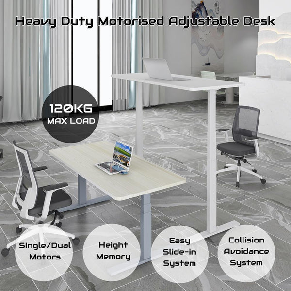 Standing Desks Standing Desk Height Adjustable Sit Motorised Single Frame Only Grey