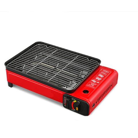 Camping Stoves Portable Gas Stove Burner Butane Bbq Camping Cooker With Non Stick Plate Orange