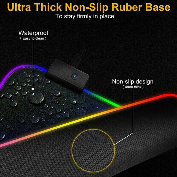 Led Gaming Mouse Pad Large Rgb Extended Mousepad Keyboard Desk Anti-Slip Mat