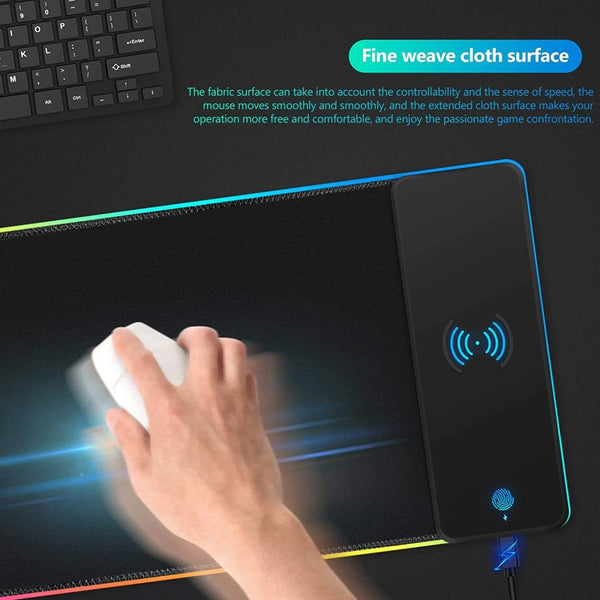 Mouse Pads & Wrist Rests Rgb Wireless 15W Oversized Charger Mouse Pad 800X300 Mm Gaming