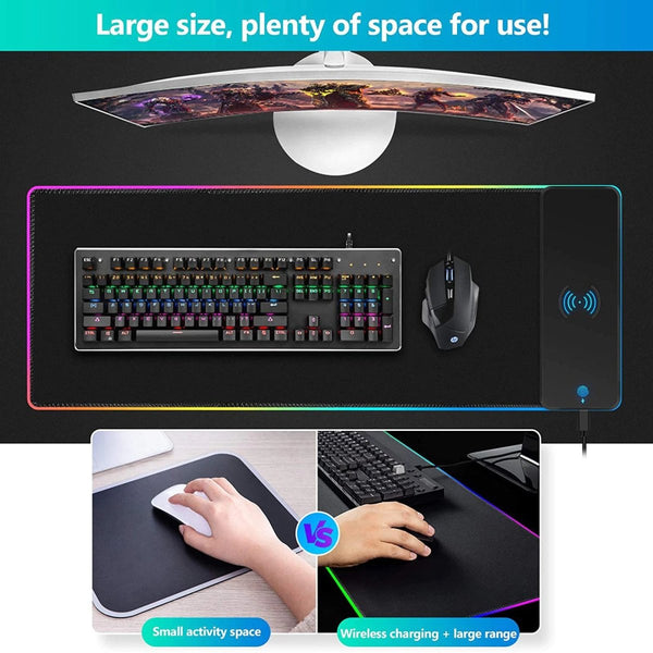 Mouse Pads & Wrist Rests Rgb Wireless 15W Oversized Charger Mouse Pad 800X300 Mm Gaming