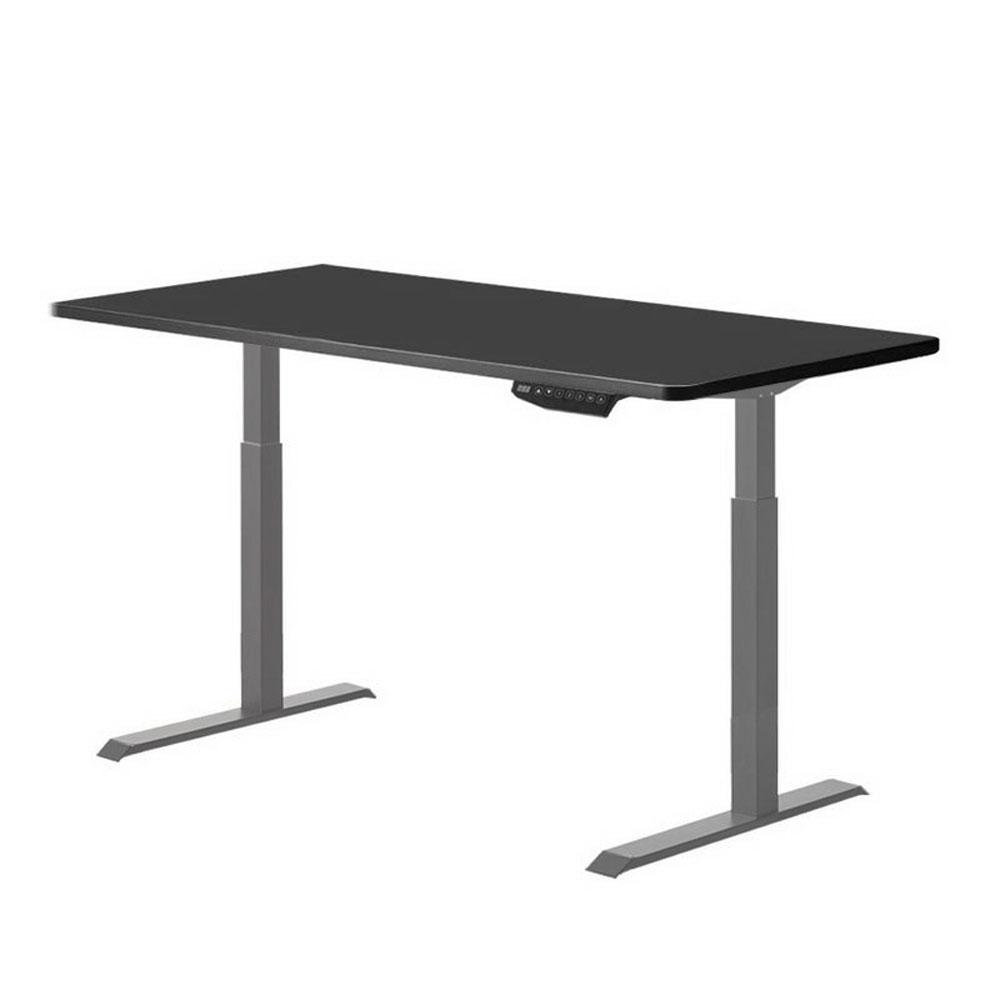 140Cm Standing Desk Height Adjustable Sit Motorised Grey Single Frame Black Top