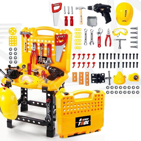 Pretend Tool Sets Toy Power Workbench, Kids Tool Bench Construction Set With Tools And Electric Drill