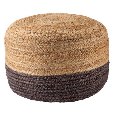 Ottomans, Footstools & Poufs Ombre Hand Braided Jute Cotton Pouf Ottoman 50 X 35 Cm (Charcoal)