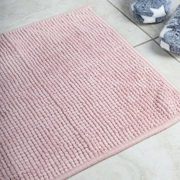 Bath Mats, Rugs & Toilet Covers Microfiber Shower & Bathroom Mat Non Slip Soft Pile Design (Pink)