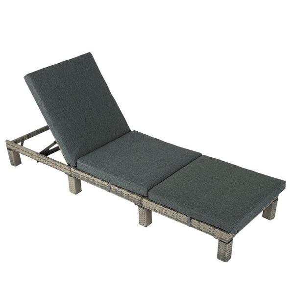 Loungers Grey Rattan Sunbed With Adjustable Recline