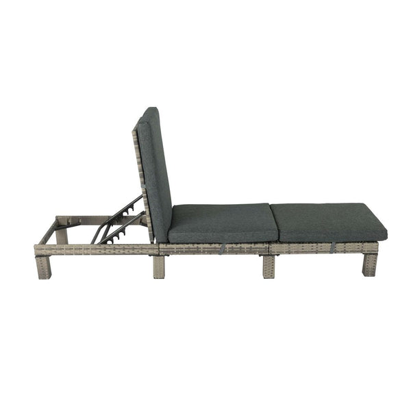 Loungers Grey Rattan Sunbed With Adjustable Recline