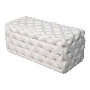 Ottomans, Footstools & Poufs Elsa Tufted Ottoman Beach Boucle White Rectangular