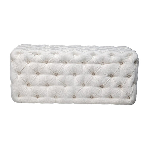 Ottomans, Footstools & Poufs Elsa Tufted Ottoman Beach Boucle White Rectangular