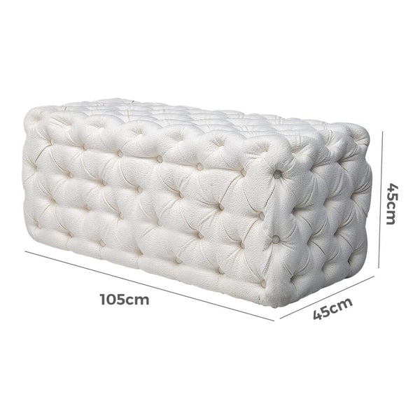 Ottomans, Footstools & Poufs Elsa Tufted Ottoman Beach Boucle White Rectangular